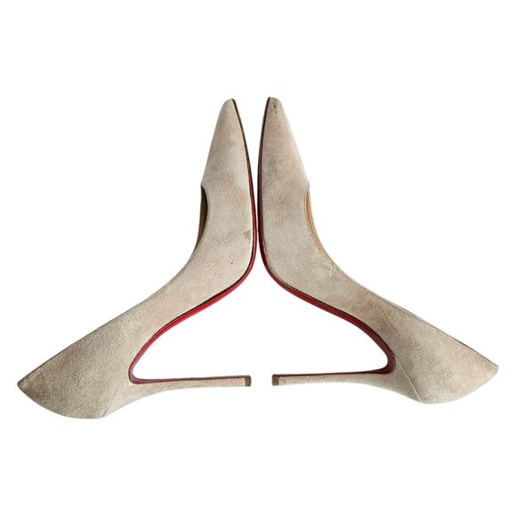 Christian Louboutin Decoltish 100 High Heel Pump Size 40 US 10 Beige Tan Suede - Picture 4 of 10